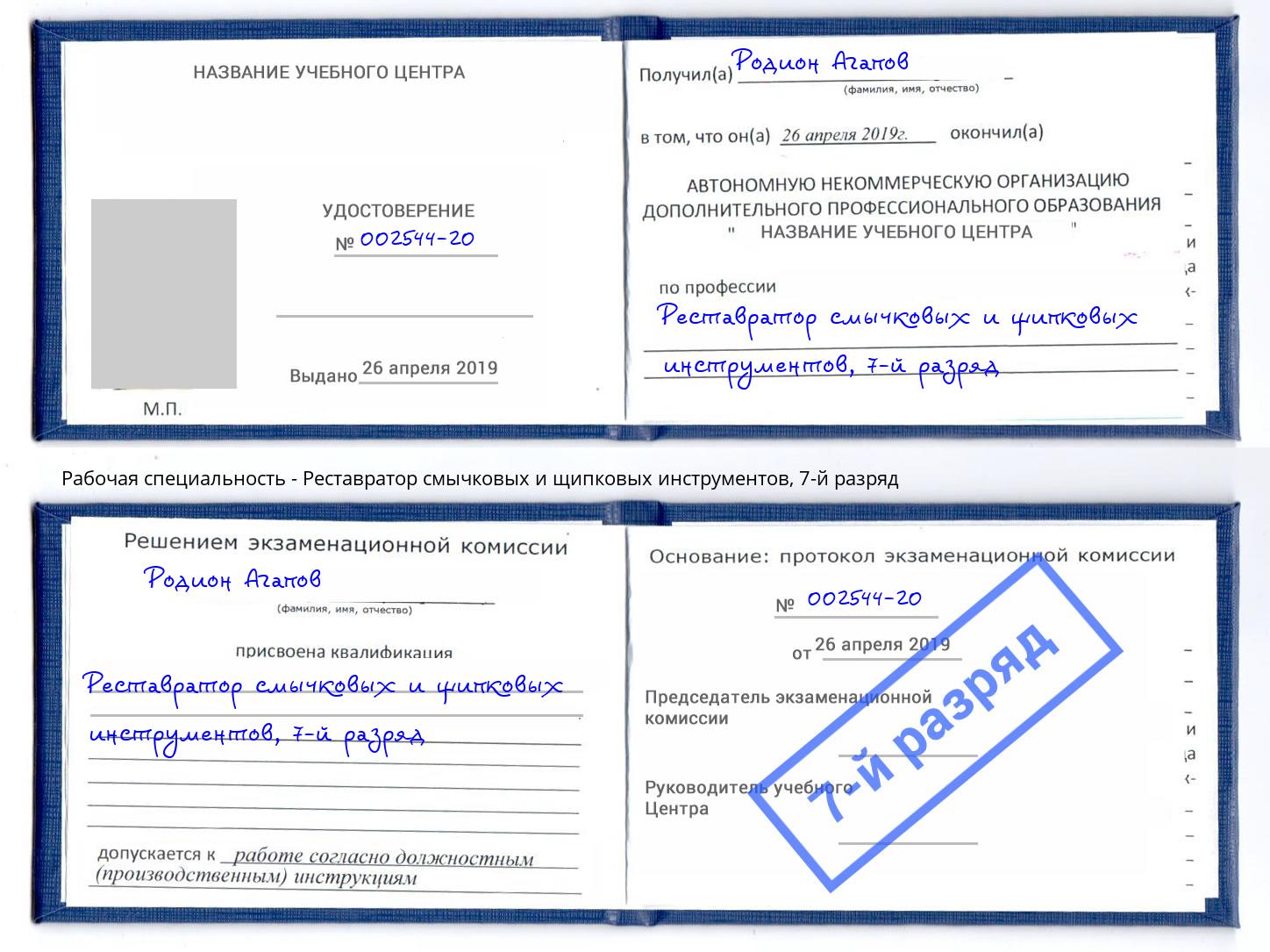 корочка 7-й разряд Реставратор смычковых и щипковых инструментов Оренбург