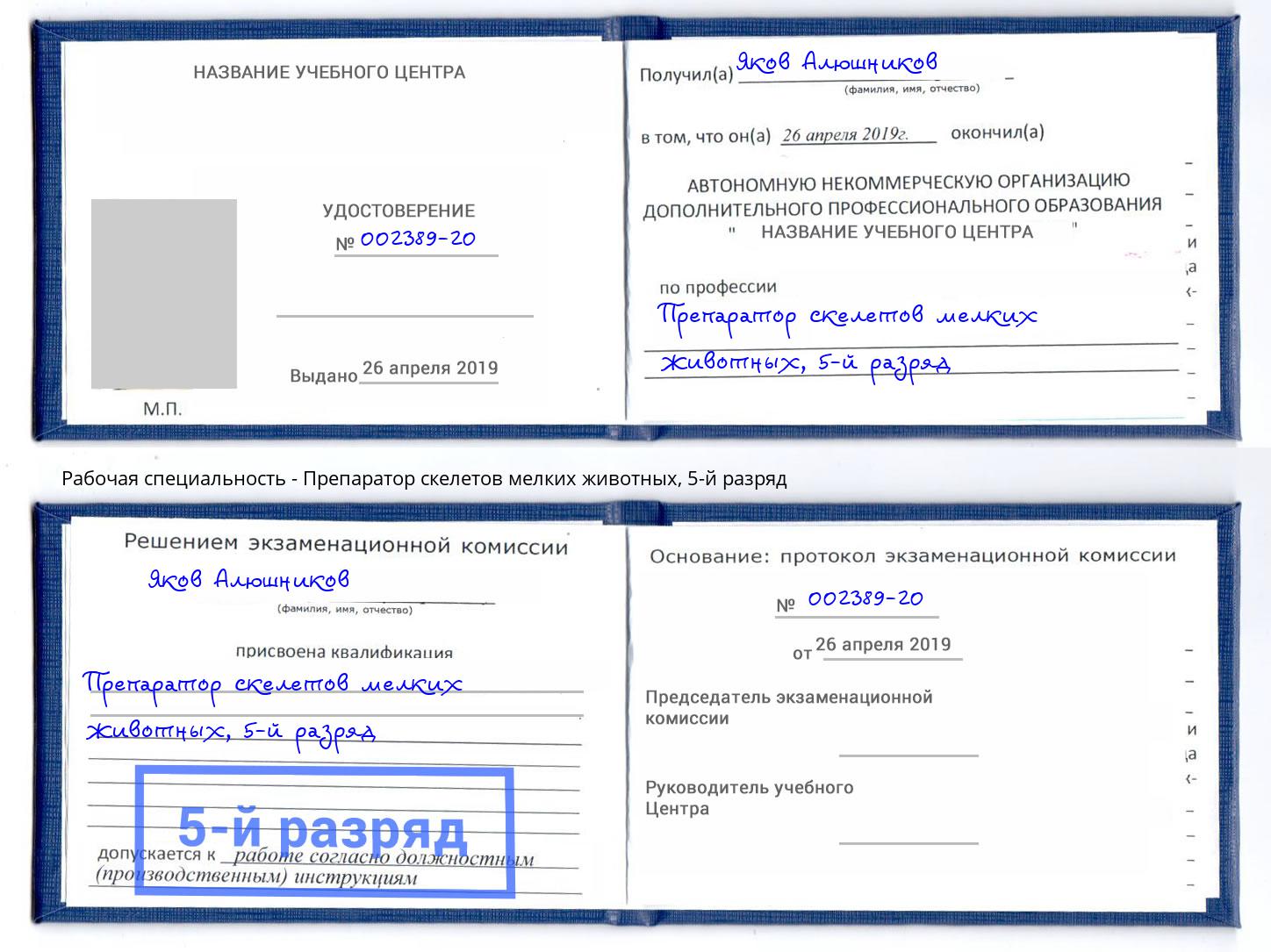 корочка 5-й разряд Препаратор скелетов мелких животных Оренбург